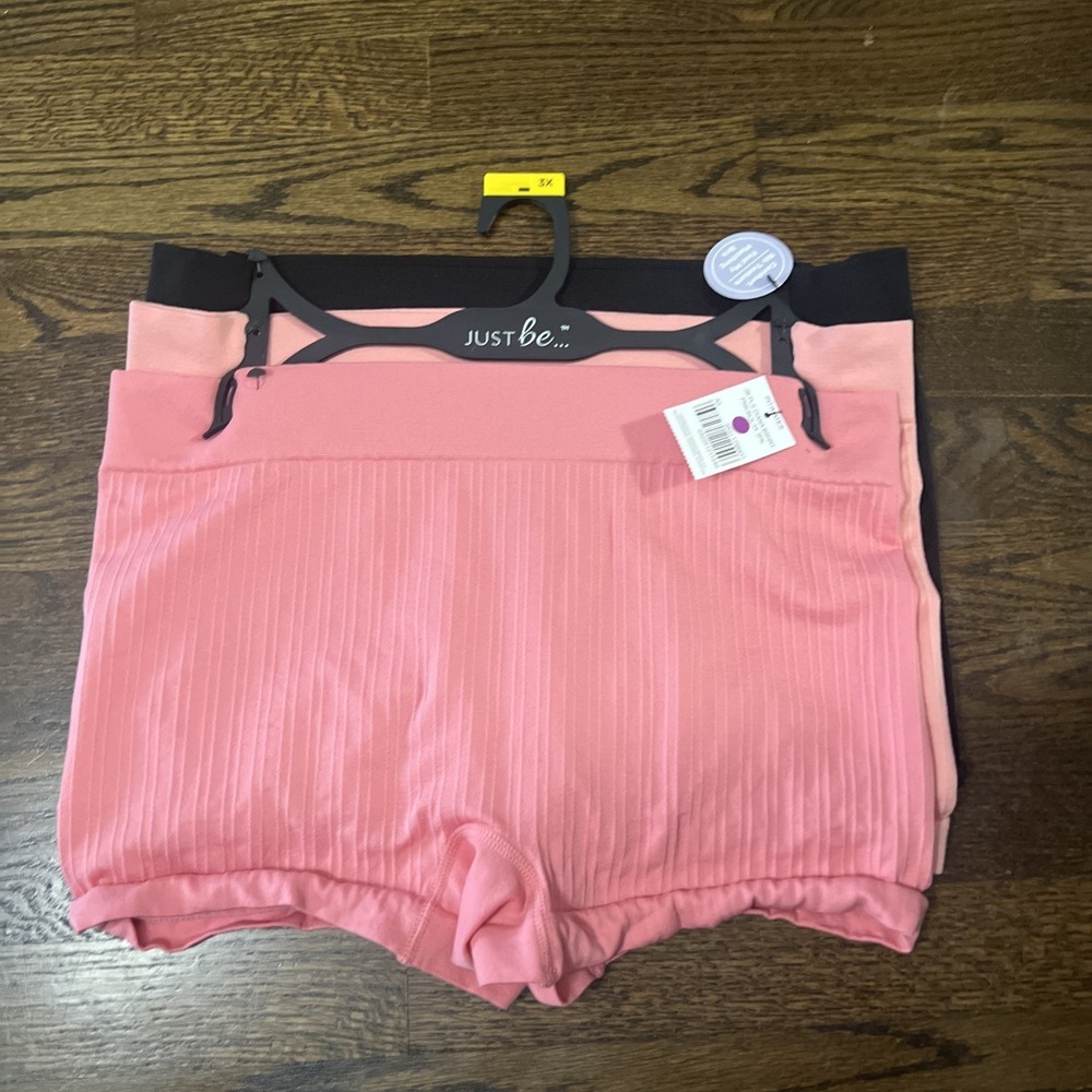 Just Be Size 3X boxer shorts in Pink, Black, NWT